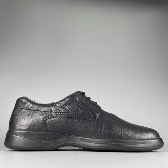 Mephisto Air Jet Mens 10.5 Black Leather Plain Toe Pebble Lace Up Dress Shoe GUC